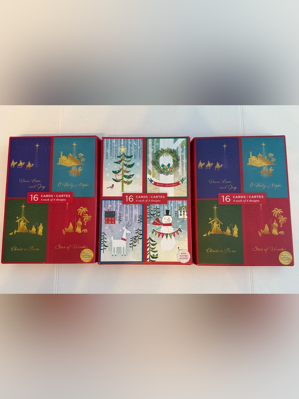 Hallmark Holiday Card Set lot of 3, 48 total Christmas holiday cards
